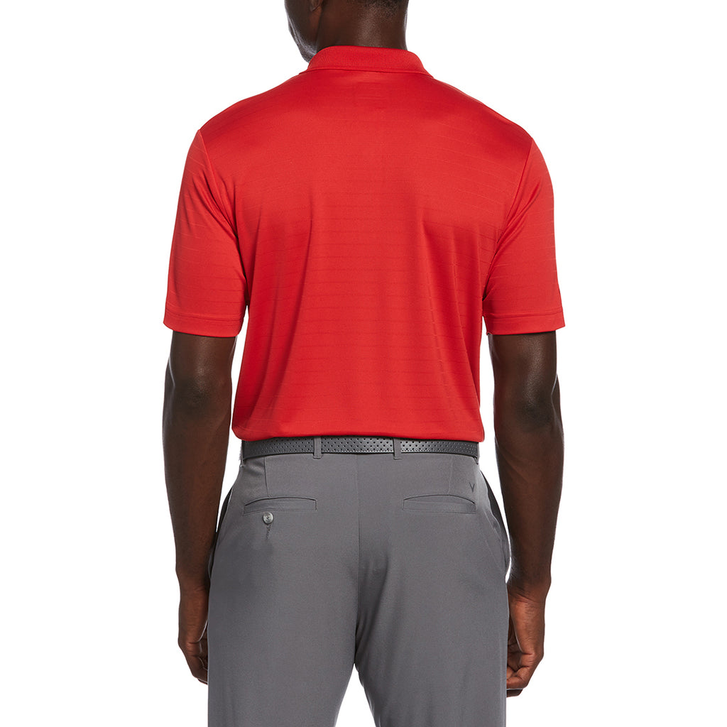 Callaway Men's Salsa Red Eco Horizontal Textured Polo