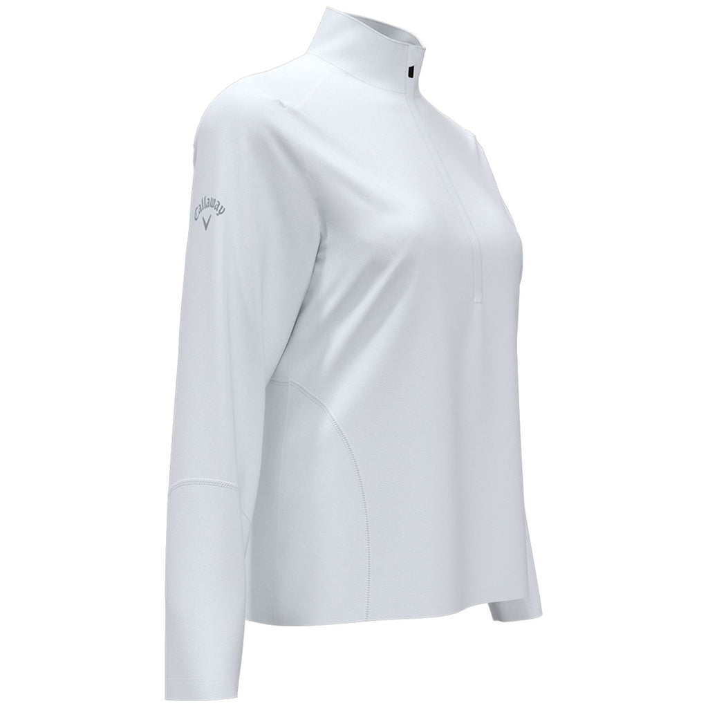 Callaway Women's White Long Sleeve Quarter Zip Mock with Reflective Tape