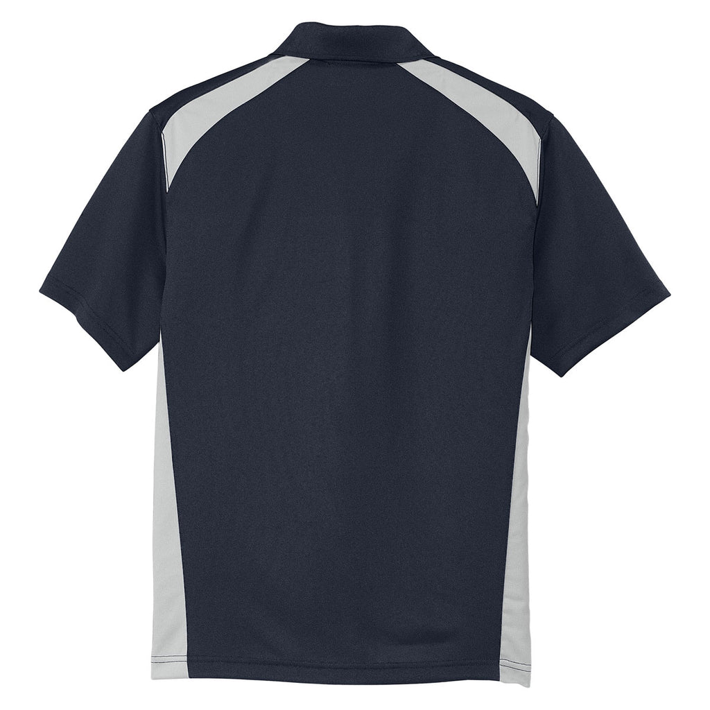 CornerStone Men's Dark Navy/Light Grey Select Snag-Proof Two Way Colorblock Pocket Polo