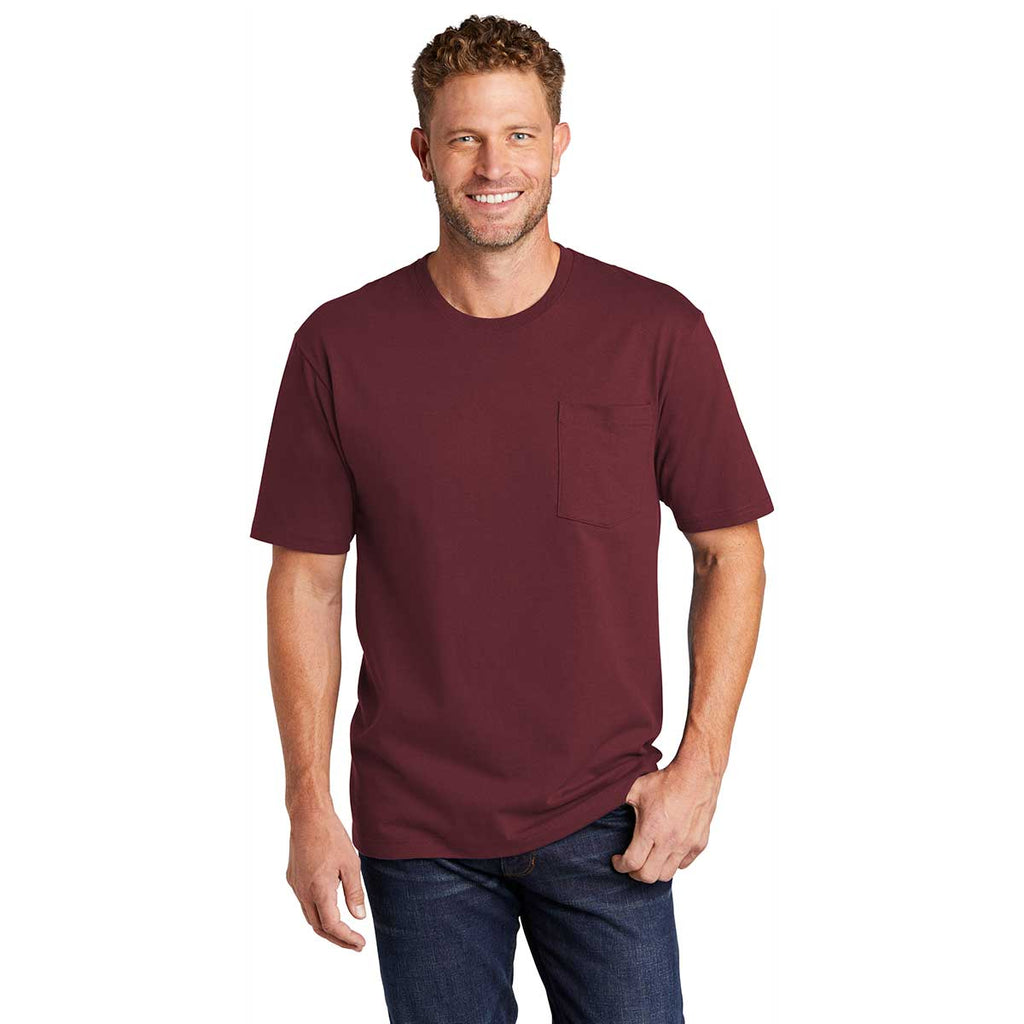 CornerStone Men's Maroon Workwear Short Sleeve Pocket Tee