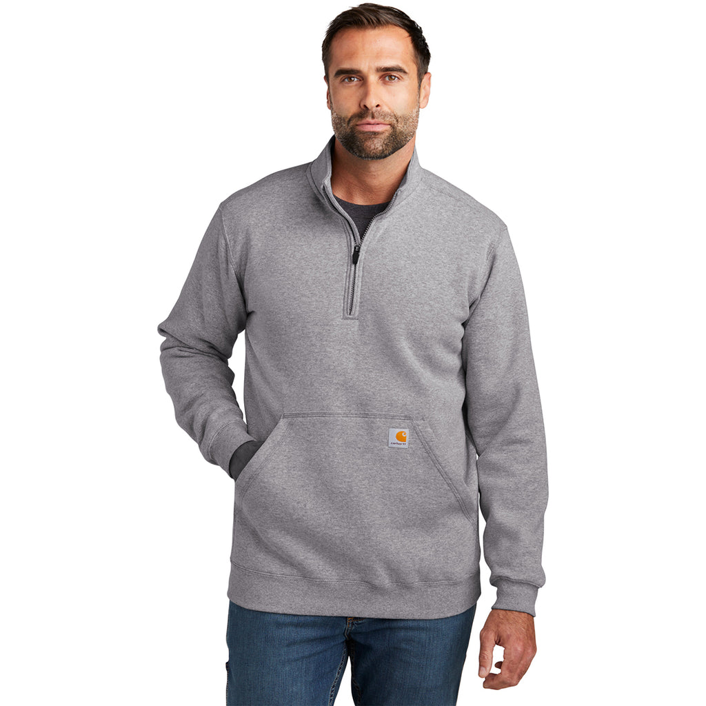 Carhartt Men's Heather Grey Midweight 1/4-Zip Mock Neck Sweatshirt