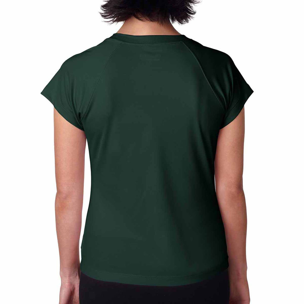 Champion Women's Dark Green Double Dry 4.1-Ounce V-Neck T-Shirt