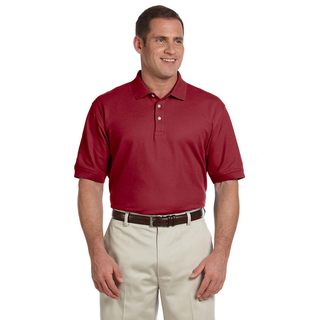 Devon & Jones Men's Burgundy Pima Pique Short-Sleeve Polo