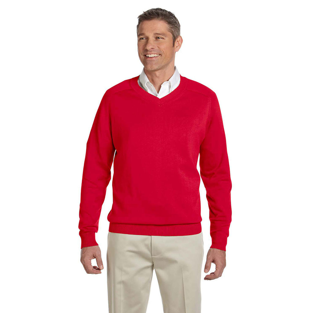 Devon & Jones Men's Red V-Neck Sweater