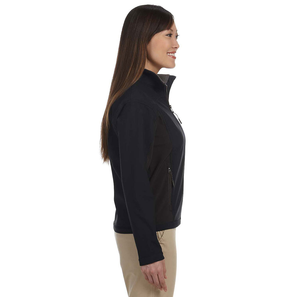 Devon & Jones Women's Black/Dark Charcoal Soft Shell Colorblock Jacket