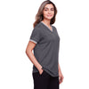 Devon & Jones Women's Graphite/White CrownLux Performance Plaited Tipped V-Neck Polo