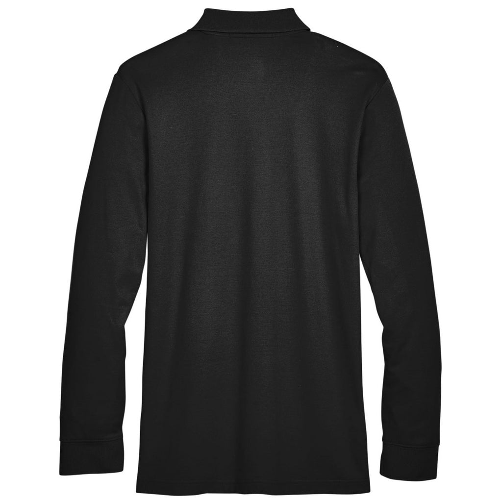 Devon & Jones Men's Black CrownLux Performance Plaited Long Sleeve Polo