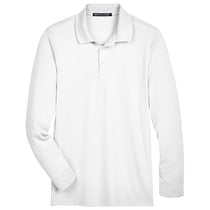 Devon & Jones Men's White CrownLux Performance Tall Plaited Long Sleeve Polo