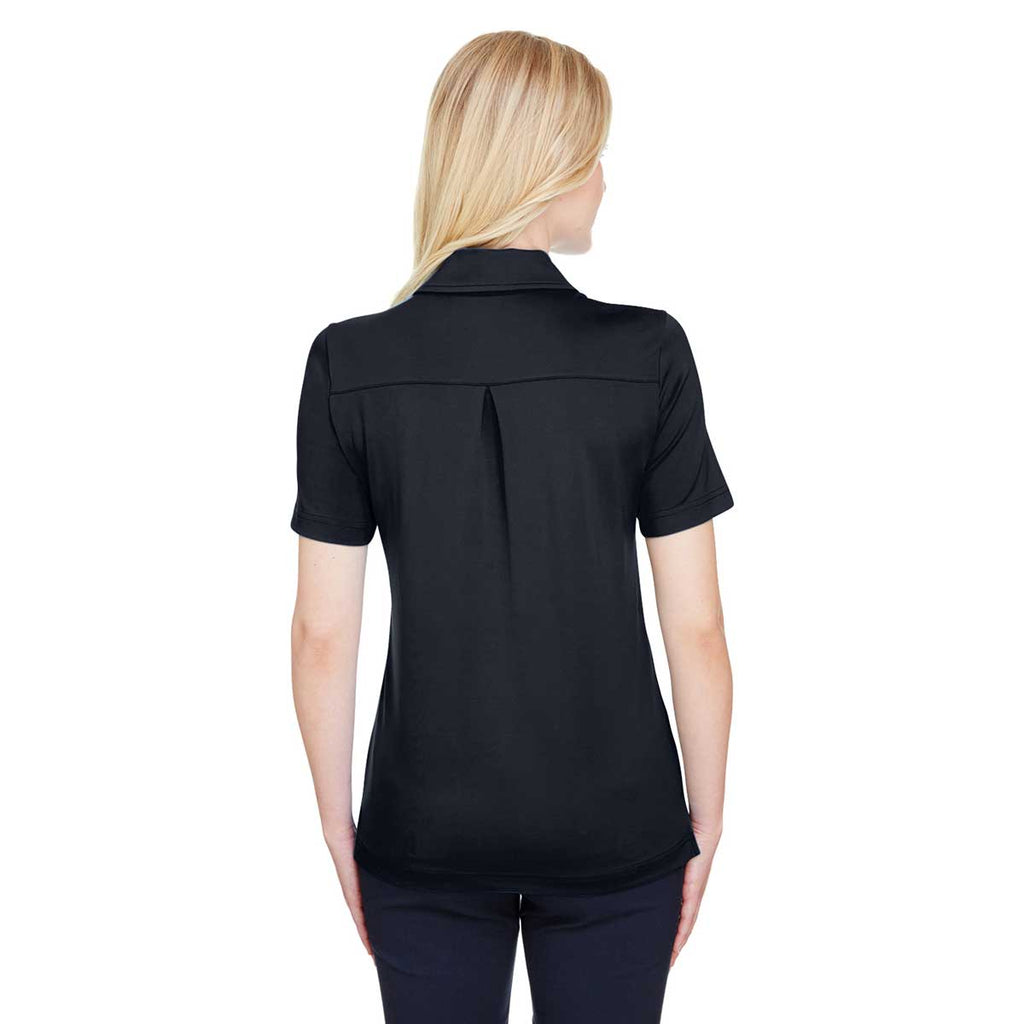 Devon & Jones Women's Black CrownLux Performance Range Flex Polo