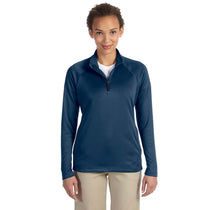 Devon & Jones Women's Navy Stretch Tech-Shell Compass Quarter-Zip