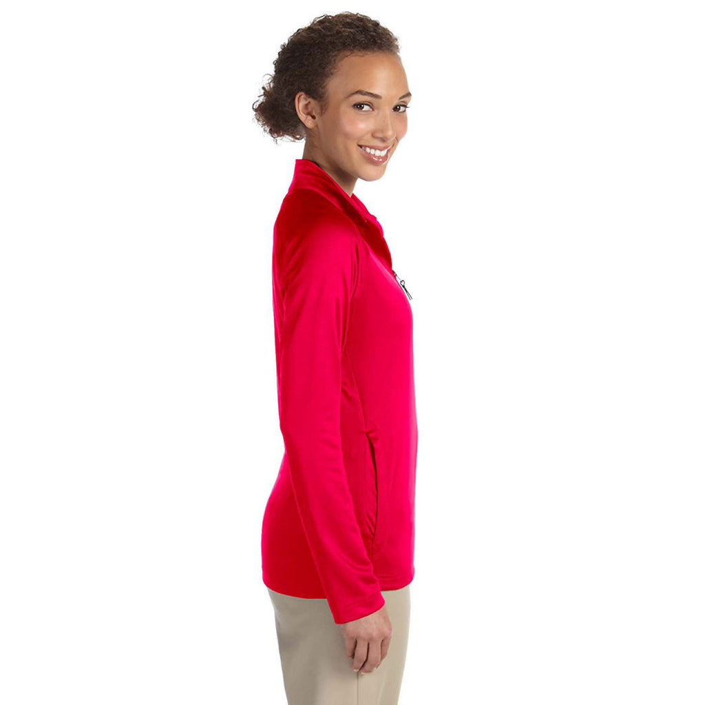 Devon & Jones Women's Red Stretch Tech-Shell Compass Quarter-Zip