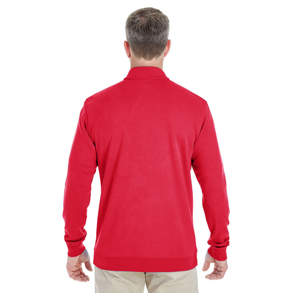 Devon & Jones Men's Red/Navy/Red Drytec 20 Performance Quarter-zip