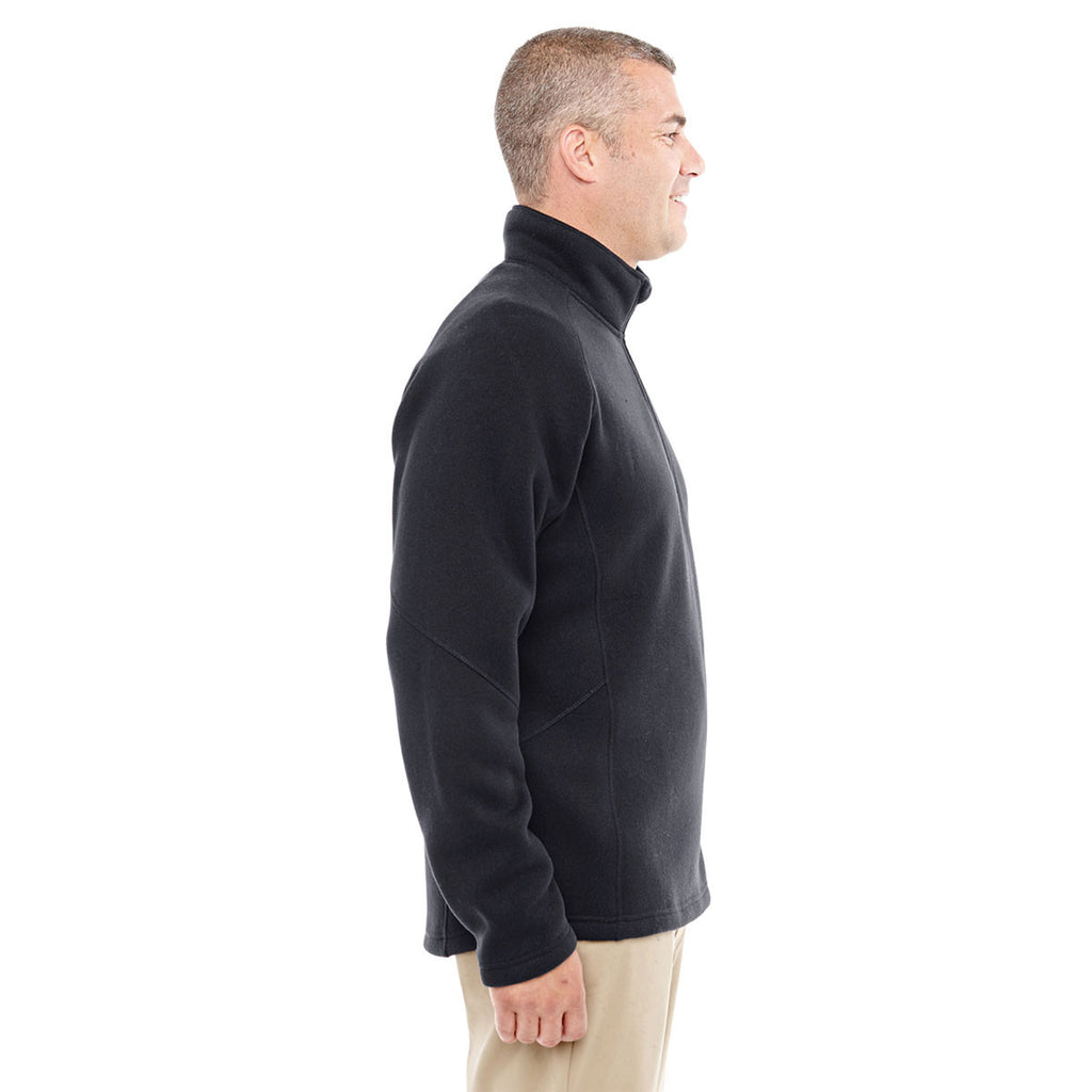 Devon & Jones Men's Black Bristol Sweater Fleece Quarter-Zip