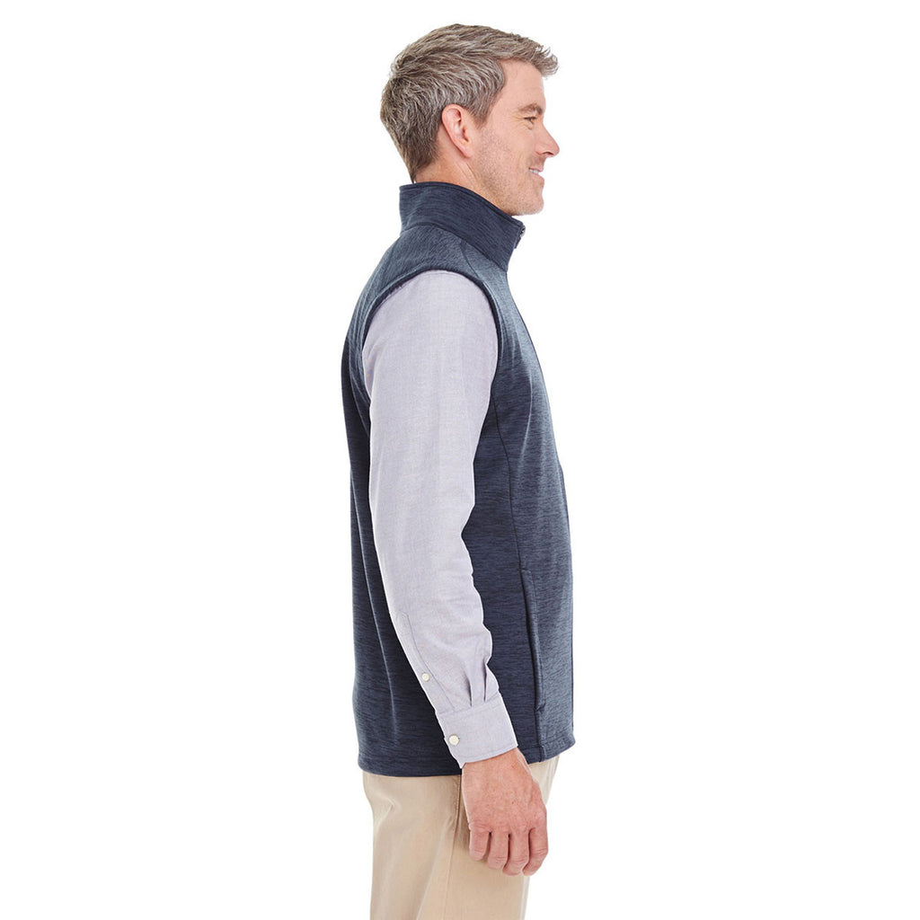 Devon & Jones Men's Navy Heather Newbury Melange Fleece Vest