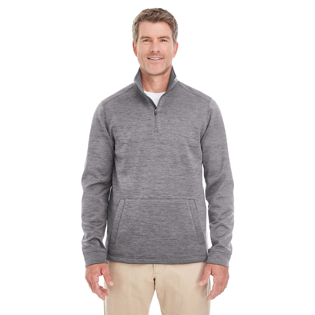 Devon & Jones Men's Dark Grey Heather Newbury Melange Fleece Quarter-zip