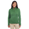 Devon & Jones Women's Forest Heather Newbury Melange Fleece Quarter-zip