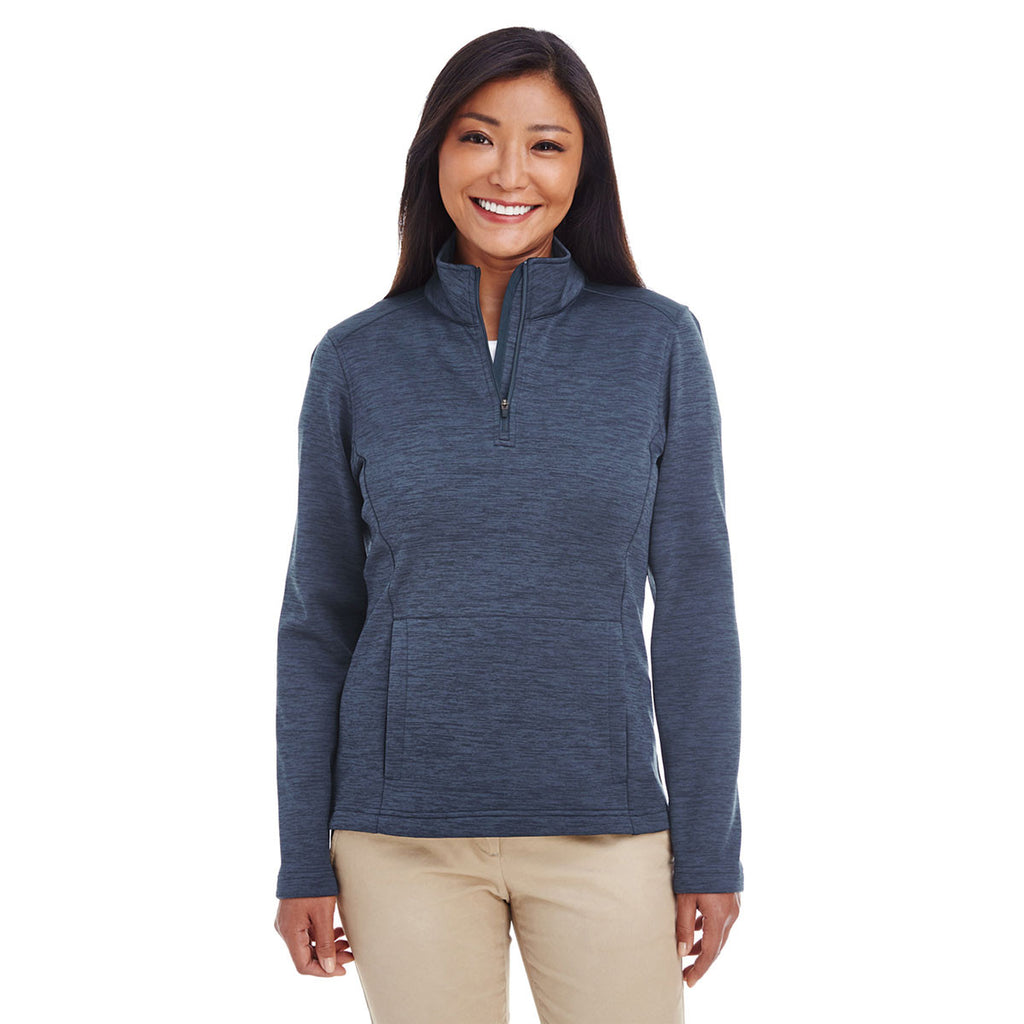 Devon & Jones Women's Navy Heather Newbury Melange Fleece Quarter-zip