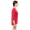 Devon & Jones Women's Red Perfect Fit Bracelet Length V-Neck Top