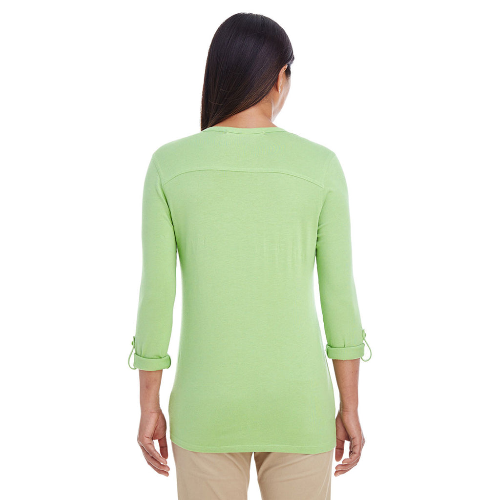 Devon & Jones Women's Lime Perfect Fit Y-Placket Convertible Sleeve Knit Top