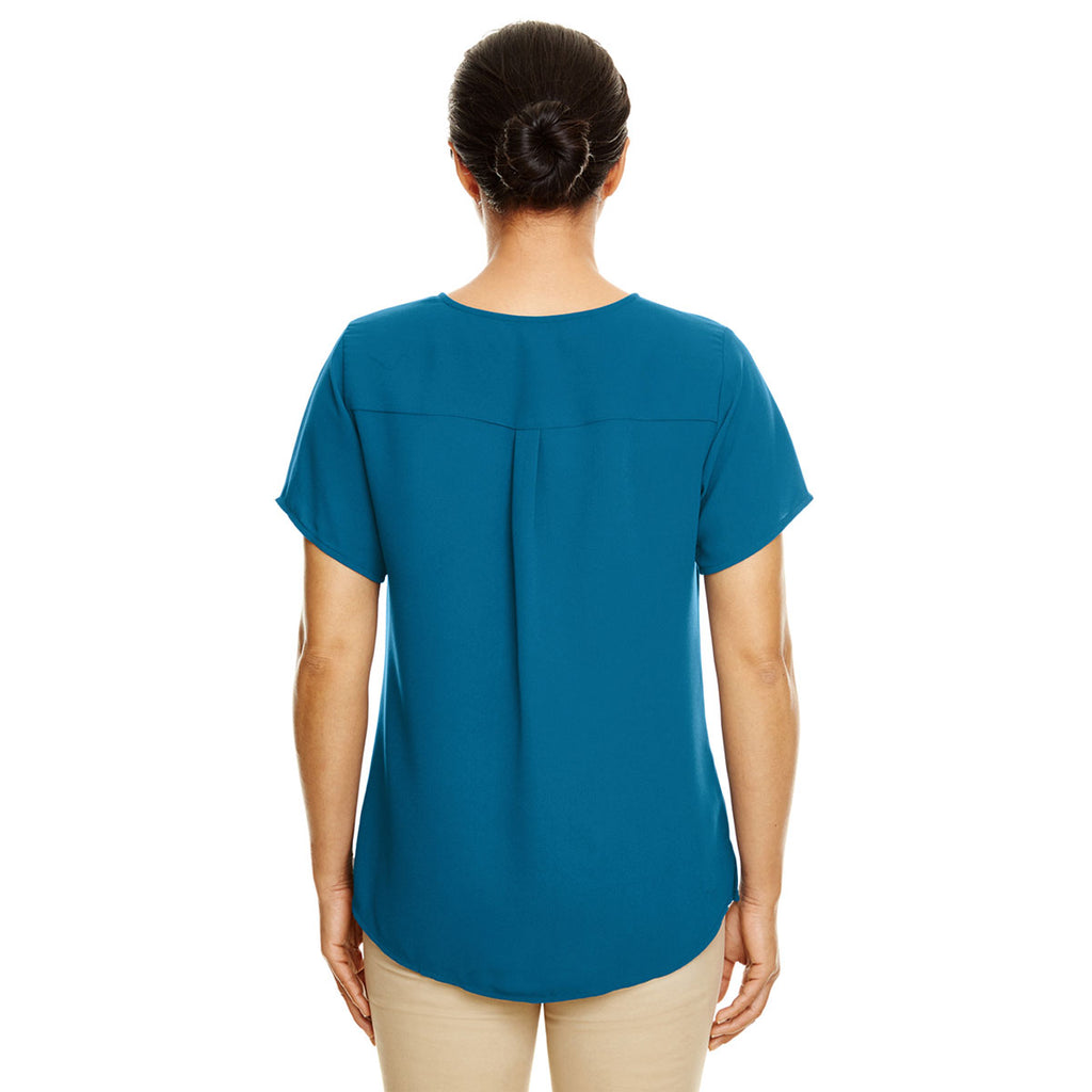 Devon & Jones Women's Dark Teal Perfect Fit Short-Sleeve Crepe Blouse