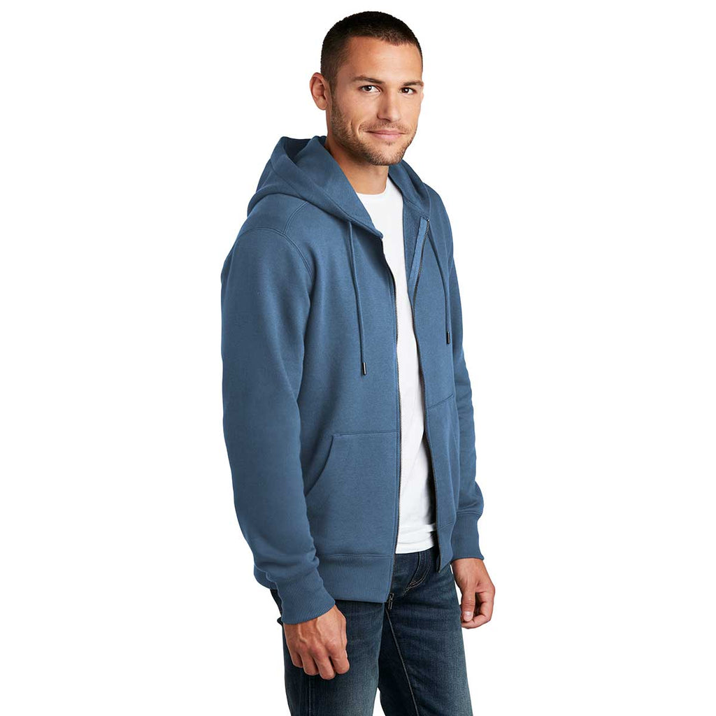 District Men's Maritime Blue Perfect Weight Fleece Full-Zip Hoodie