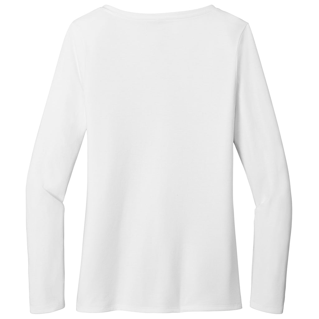 District Women's White Perfect Tri Long Sleeve V-Neck Tee