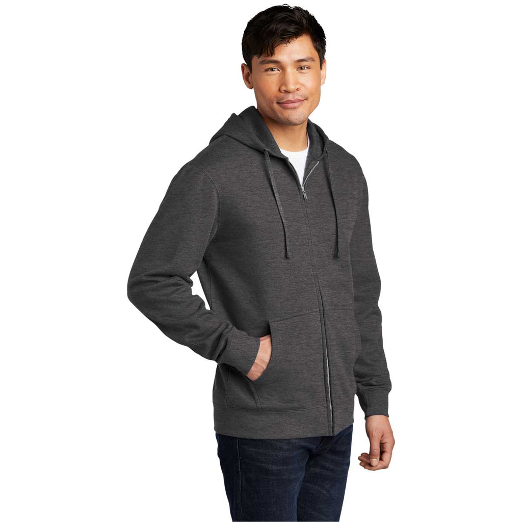 District Men's Heathered Charcoal V.I.T. Fleece Full-Zip Hoodie