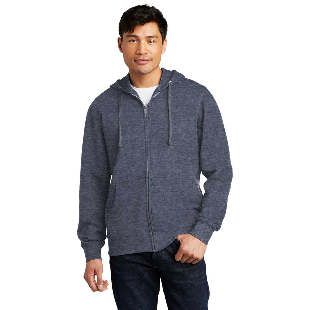 District Men's Heathered Navy V.I.T. Fleece Full-Zip Hoodie