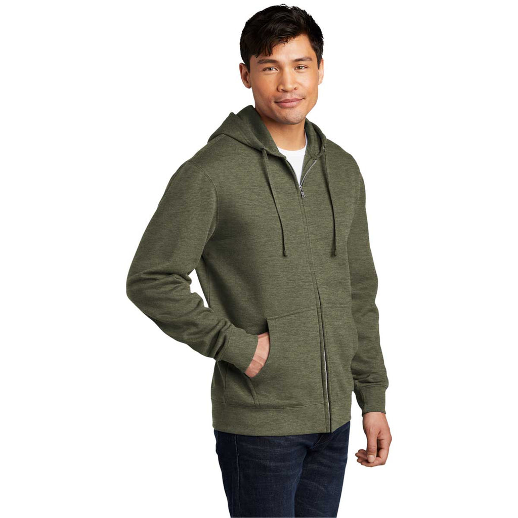 District Men's Heathered Olive V.I.T. Fleece Full-Zip Hoodie