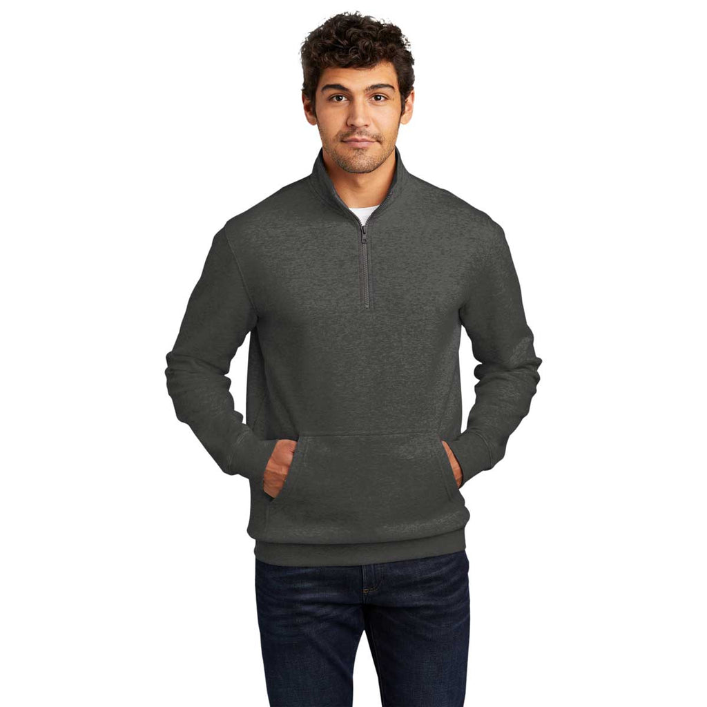 District Men's Heathered Charcoal V.I.T. Fleece Quarter Zip