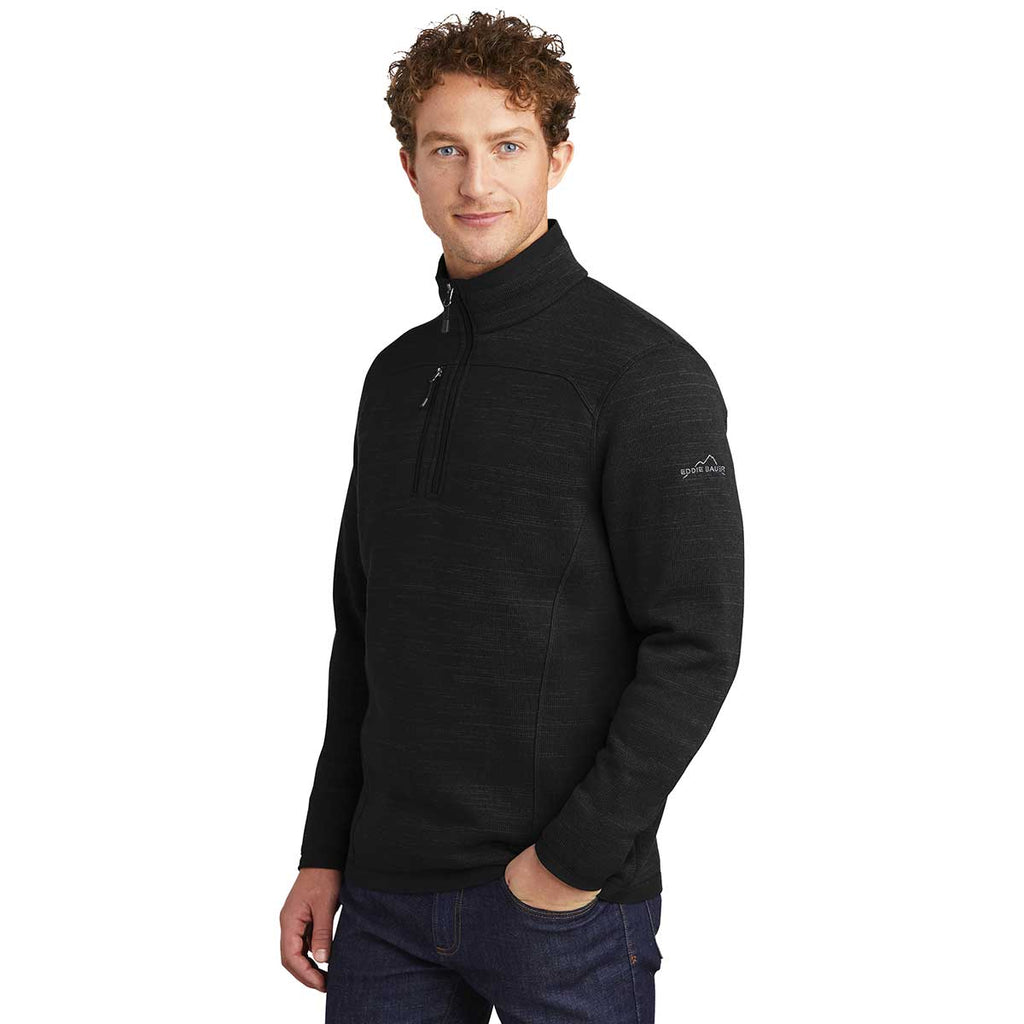 Eddie Bauer Men's Black Sweater Fleece Quarter Zip