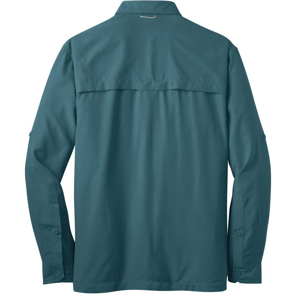 Eddie Bauer Men's Gulf Teal L/S Performance Fishing Shirt