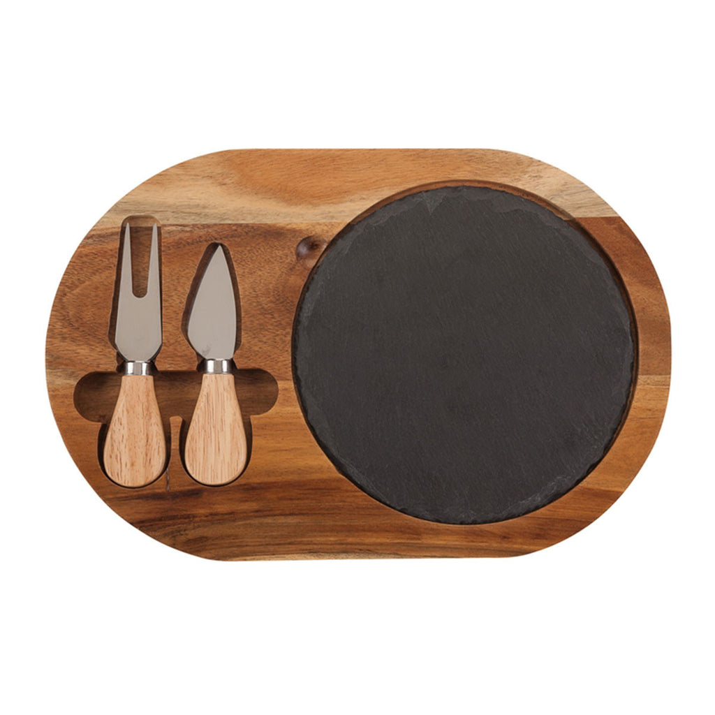 Logomark Wood Bon Appetit Slate Cheese Set