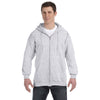 Hanes Men's Ash 9.7 oz. Ultimate Cotton 90/10 Full-Zip Hood