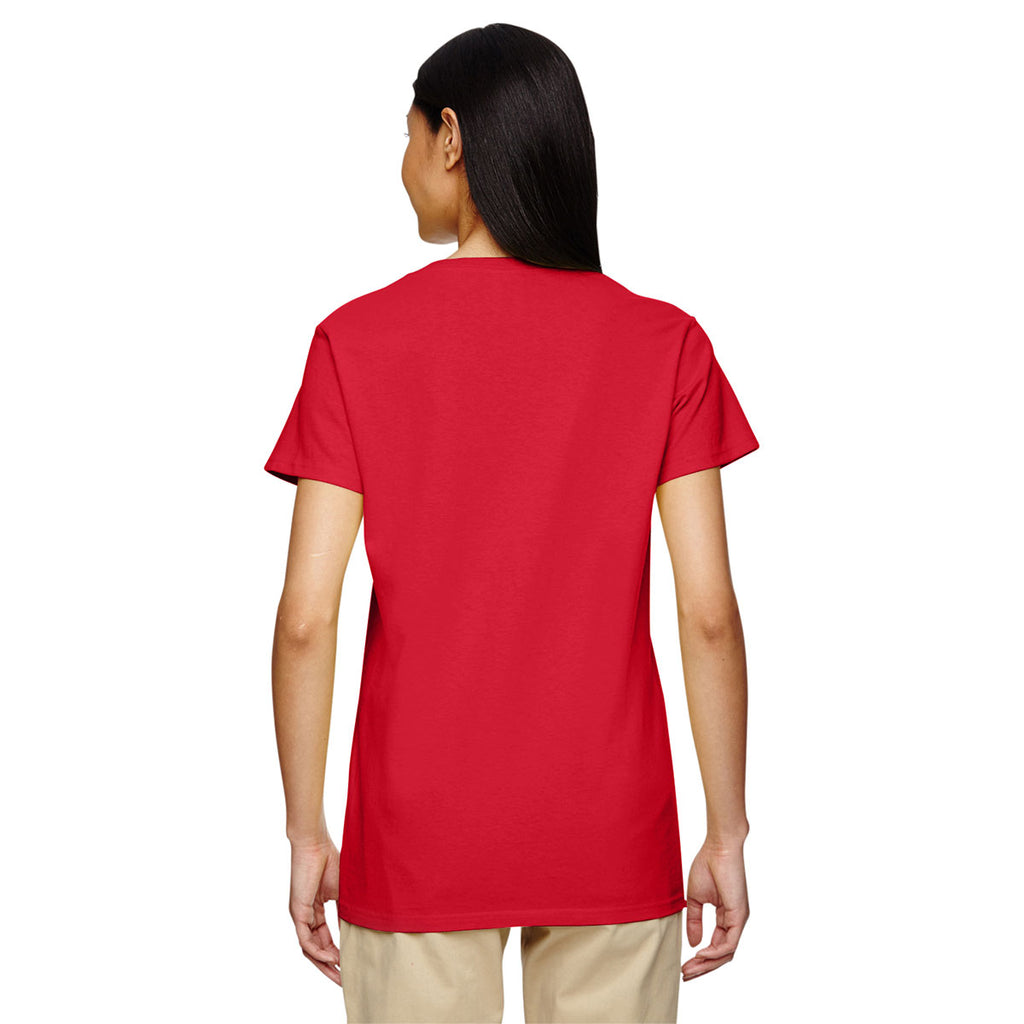 Gildan Women's Red 5.3 oz. V-Neck T-Shirt