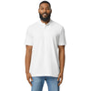 Gildan Unisex White Midweight Double Pique Polo