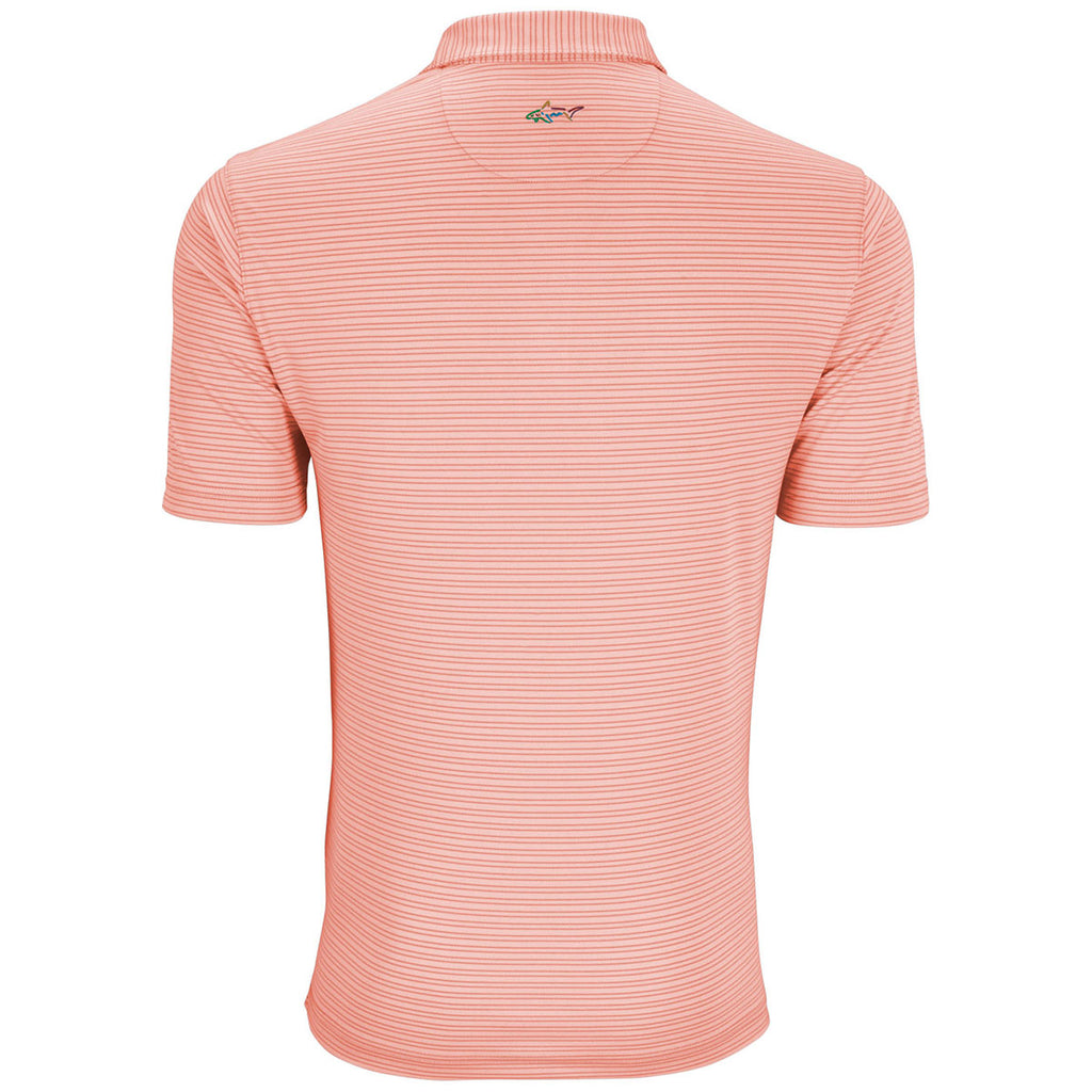 Greg Norman Men's Peach Protek Micro Stripe Polo