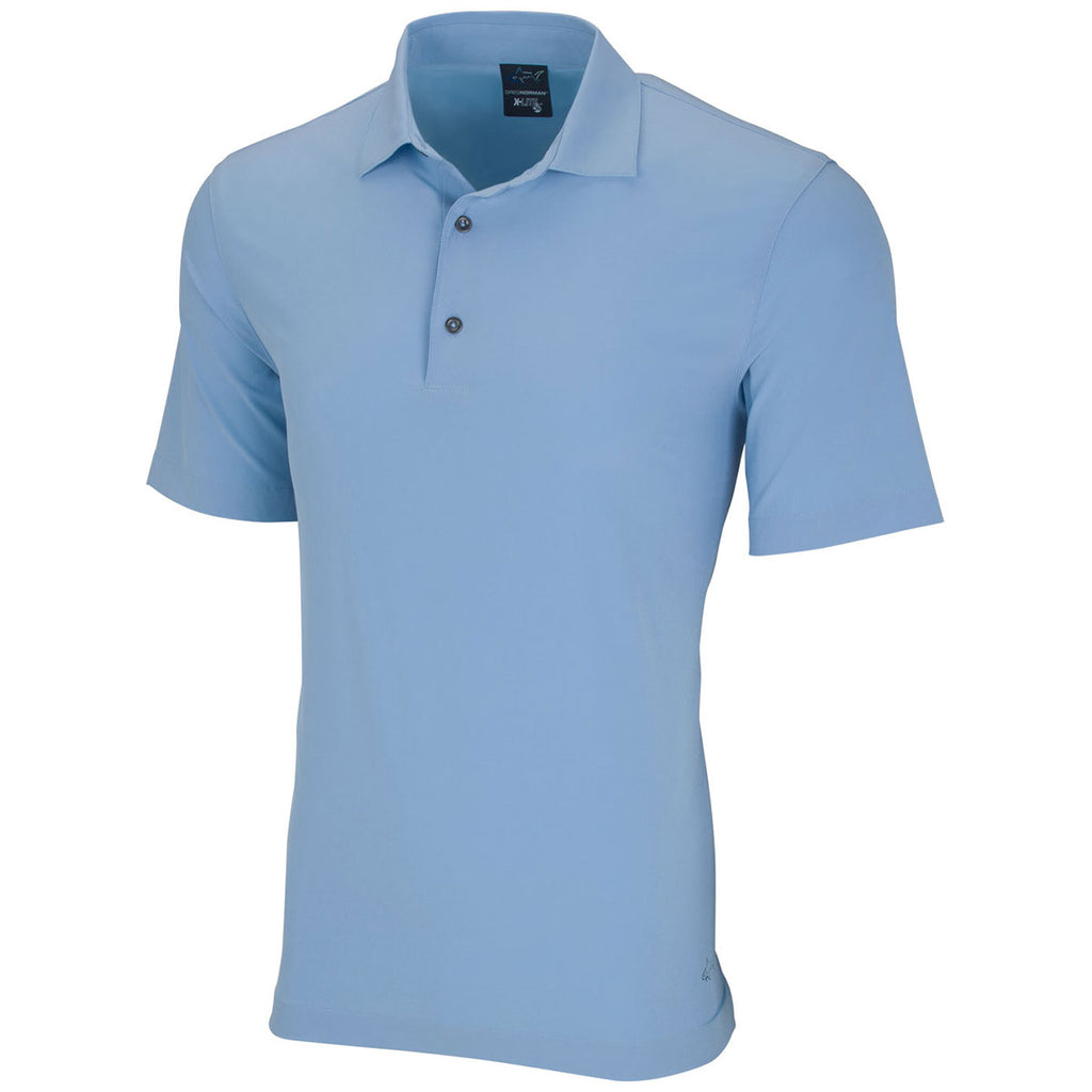 Greg Norman Men's Blue Stream X-Lite 50 Solid Woven Polo