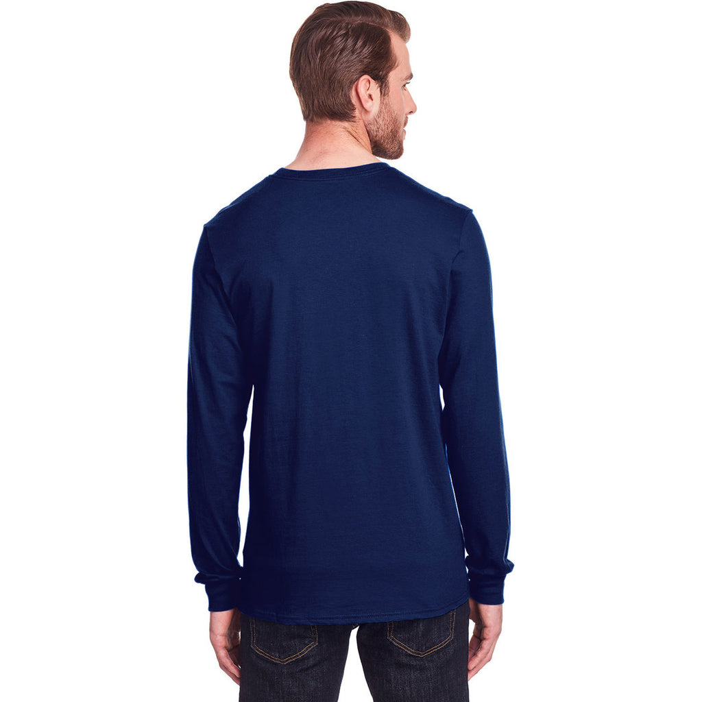 Fruit of the Loom Men's J Navy ICONIC Long Sleeve T-Shirt