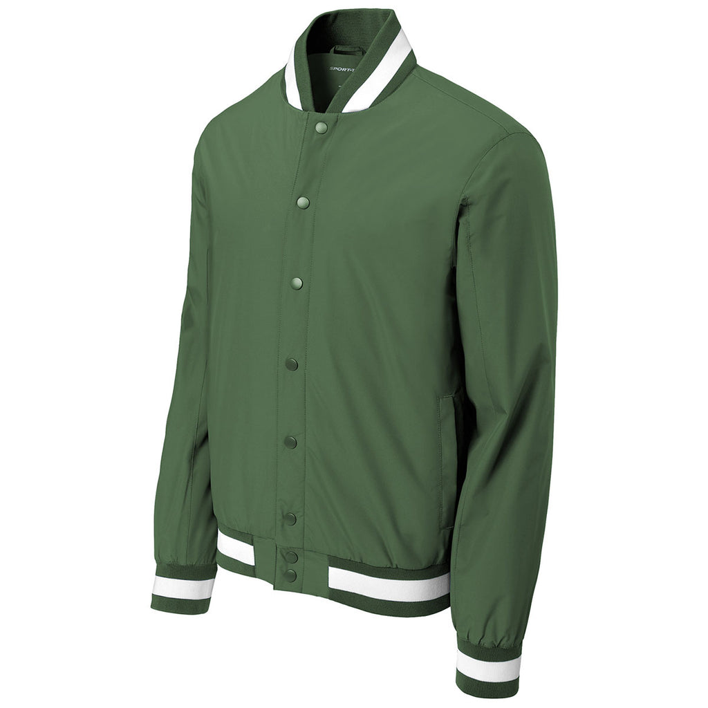 Sport-Tek Men's Forest Green Insulated Varsity Jacket