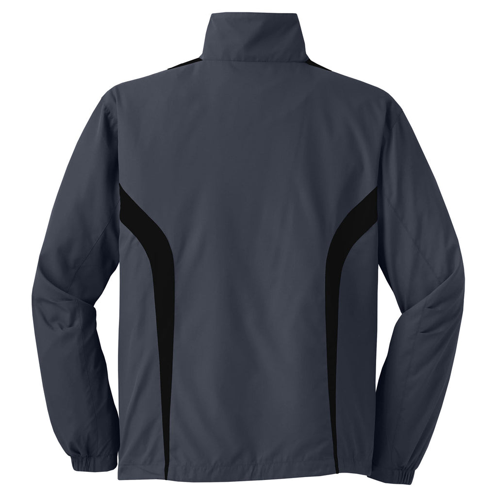 Sport-Tek Men's Graphite Grey/Black Colorblock Raglan Jacket