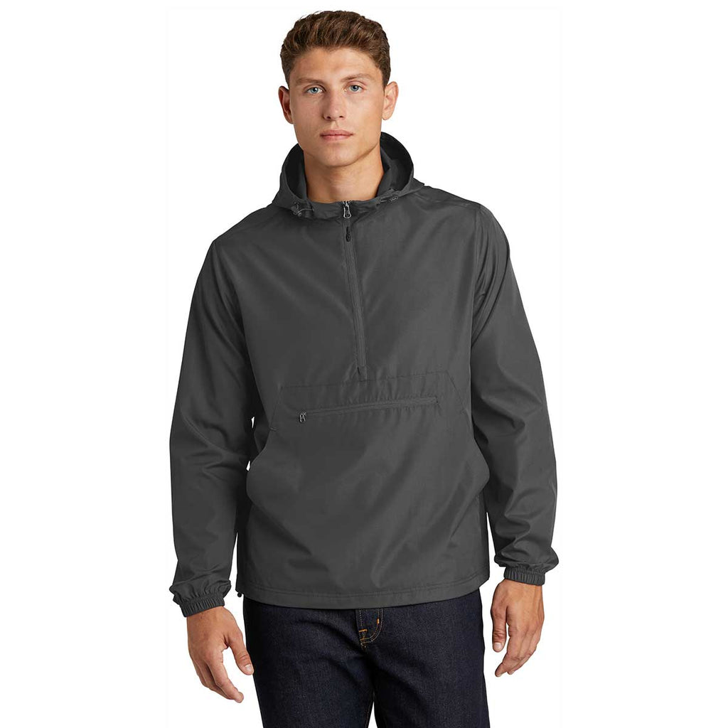 Sport-Tek Men's Graphite Grey Packable Anorak