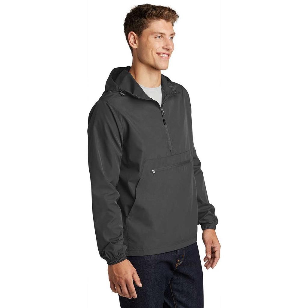 Sport-Tek Men's Graphite Grey Packable Anorak