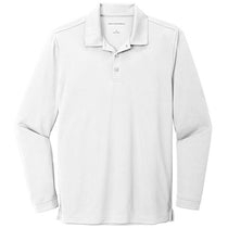 Port Authority Men's White Dry Zone UV Micro-Mesh Long Sleeve Polo