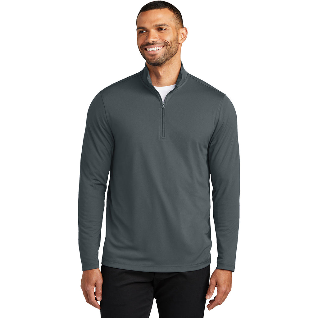 Port Authority Men's Graphite Dry Zone UV Micro-Mesh 1/4 Zip