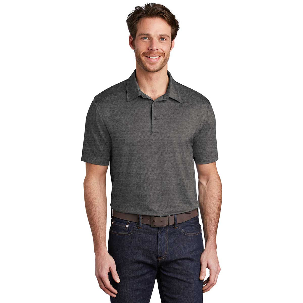 Port Authority Men's Black/Thunder Grey Stretch Heather Polo