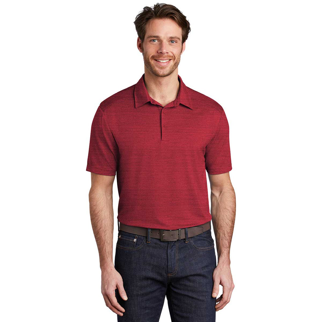 Port Authority Men's Red/Black Stretch Heather Polo