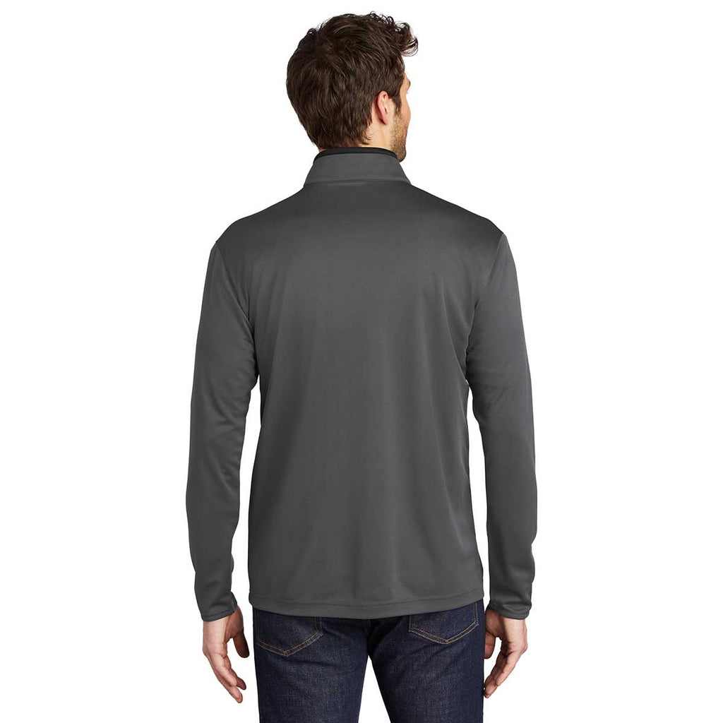 Port Authority Men's Steel Grey/Black Silk Touch Performance Quarter Zip