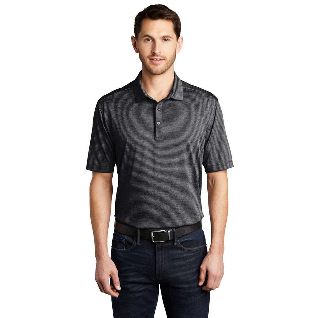 Port Authority Men's Deep Black Shadow Stripe Polo