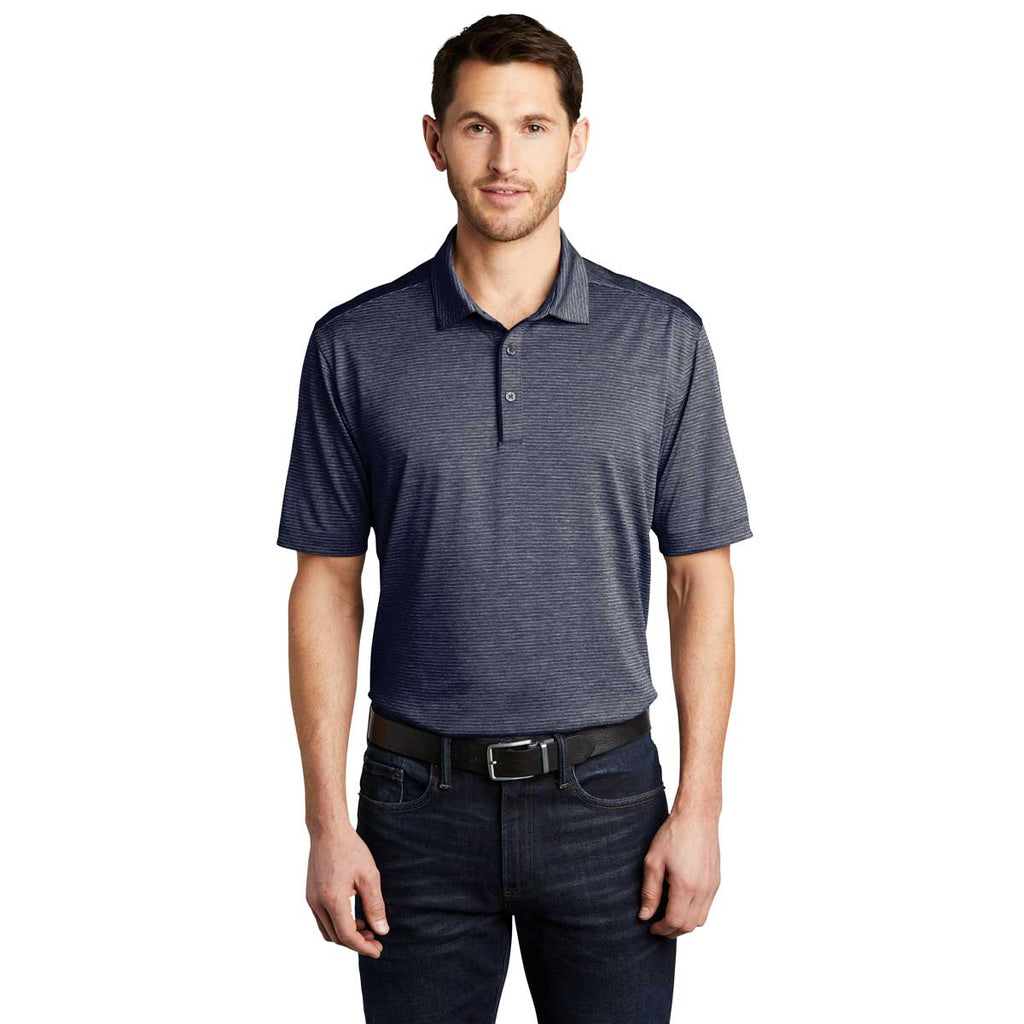 Port Authority Men's River Blue Navy Shadow Stripe Polo